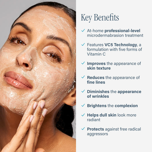 SKINN Cosmetics DermAppeal Microdermabrasion Treatment w/ V5 Crystal Technology Facial Exfoliate Tube - Powerful Microdermabrasion Treatment for All Skin Types